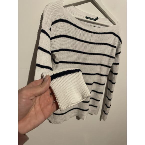 Ralph Lauren Denim Women's Boatneck Knitted Long Sleeve Casual Top Striped XS - Picture 4 of 7